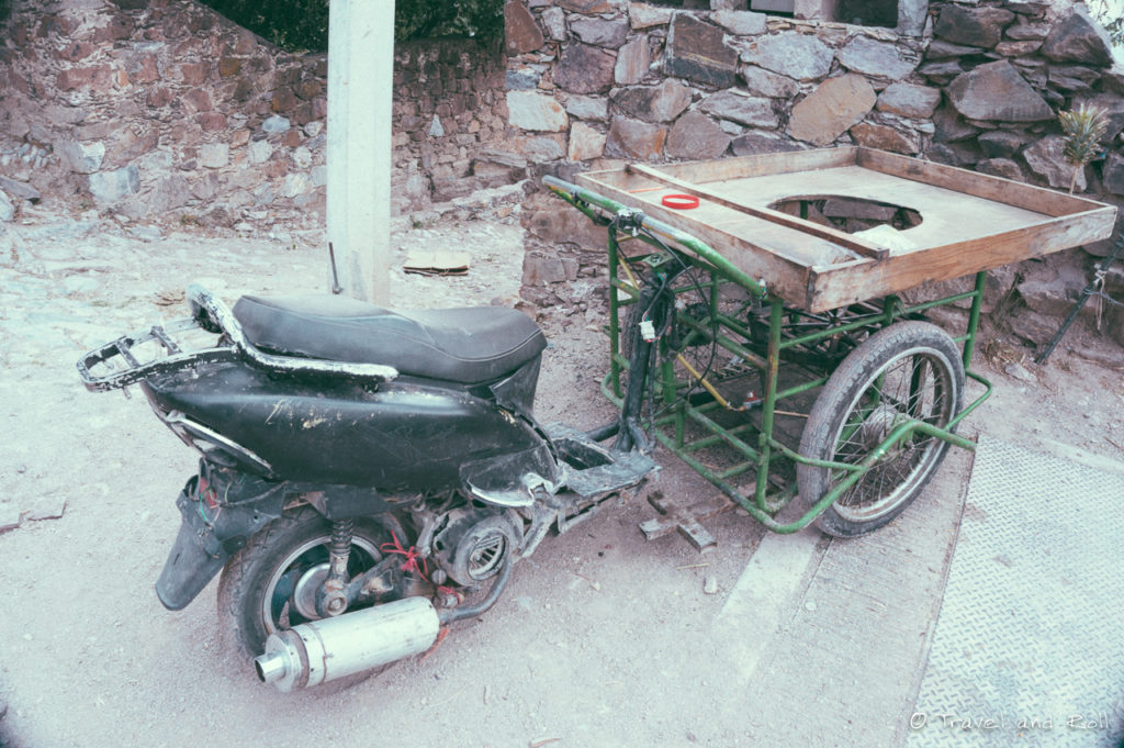 An interesting construction from a scooter with system to cook at the front