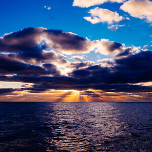 sunset, ocean, sail, sky