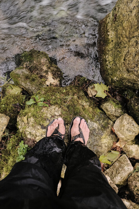 My feet, wet but free